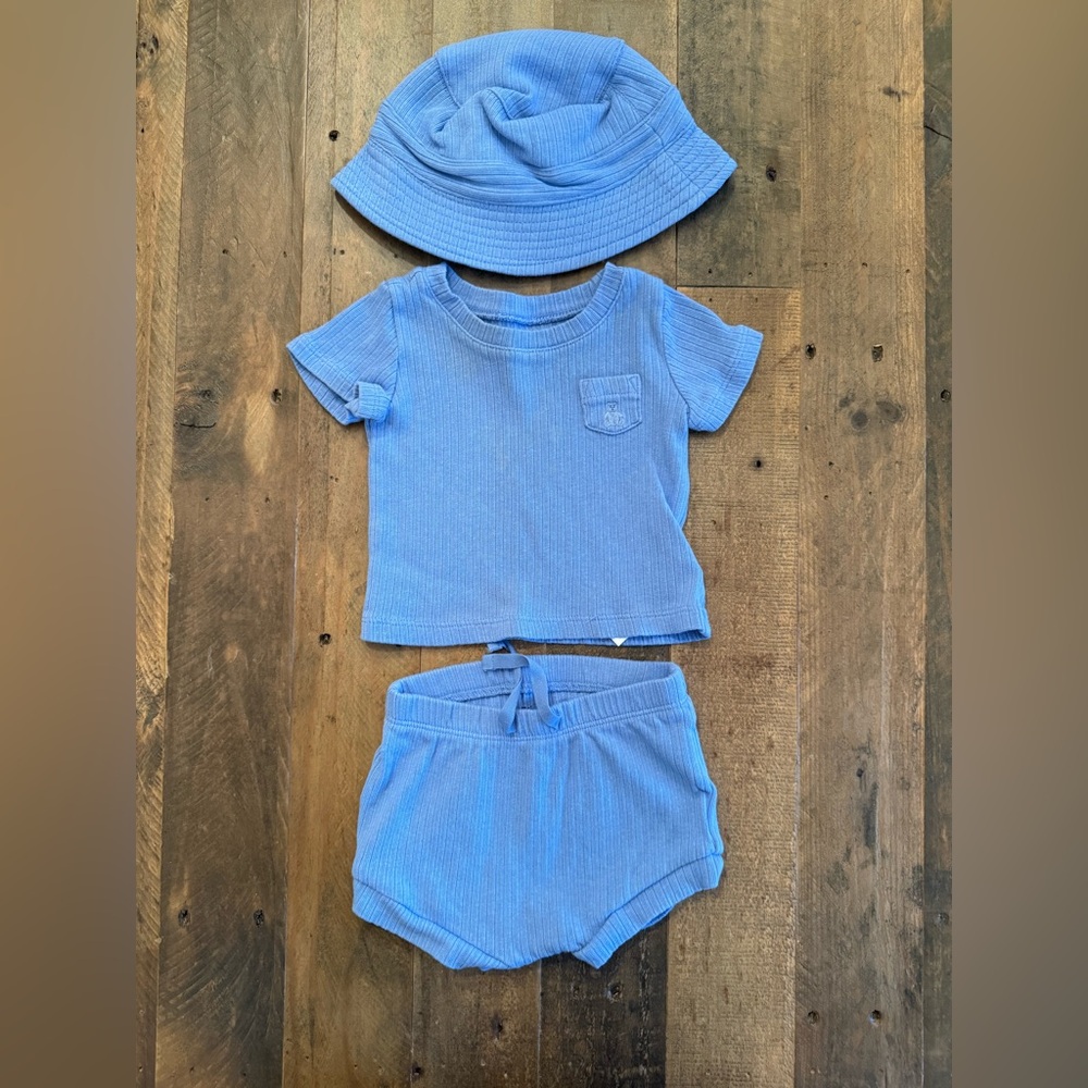 BabyGAP - Baby Three-Piece Rib Outfit Set | 3-6 M | SHIRTING BLUE